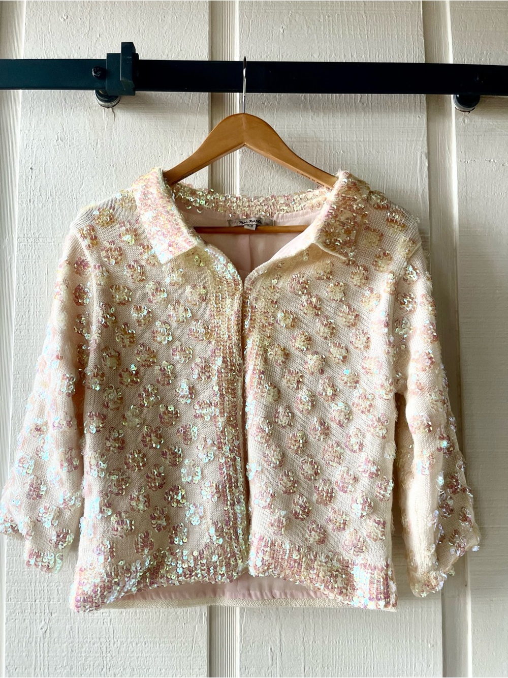 Opalescent Cream Sequin Jacket Cardigan